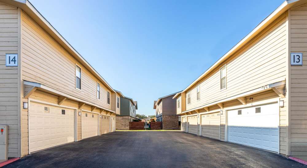 Attached 1 Or 2 Car Garages at The Camaron Townhomes & Flats in San Antonio, Texas