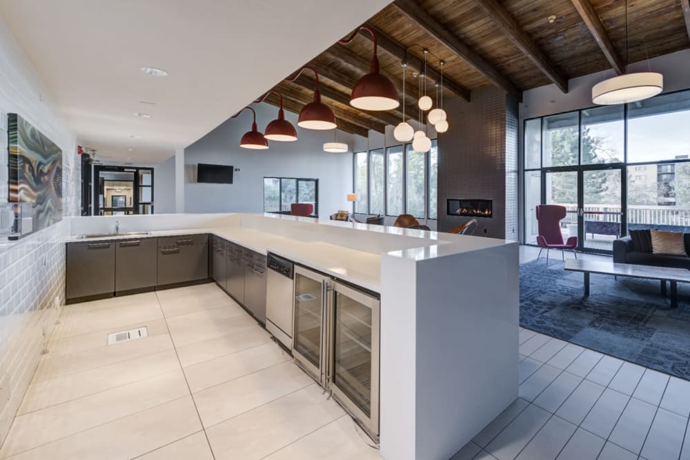 Rentable lounge and media area at Ashford Belmar in Lakewood, Colorado