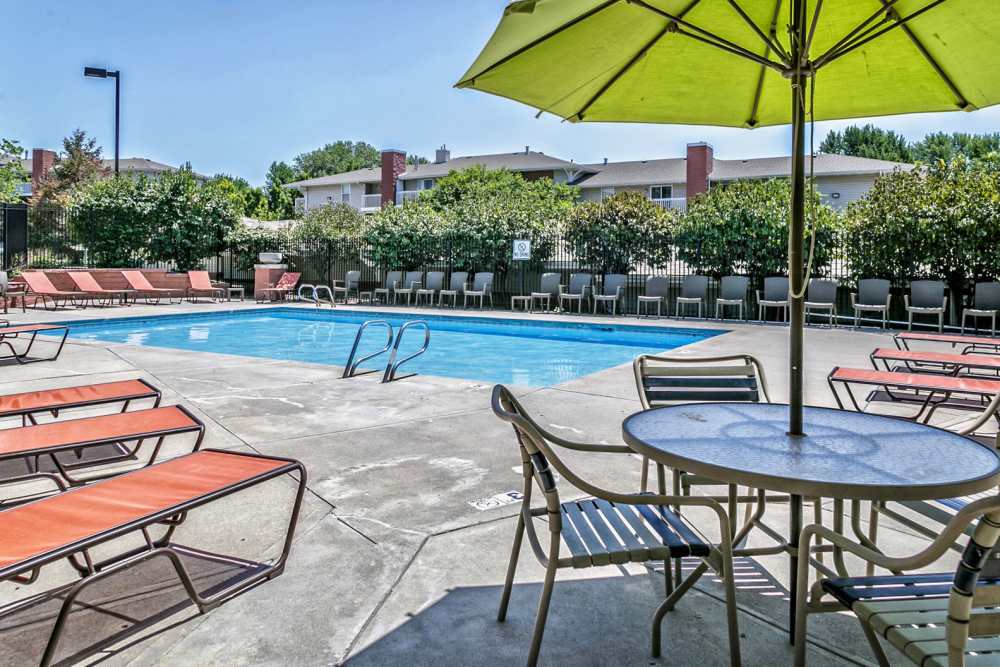 Swimming pool with patio