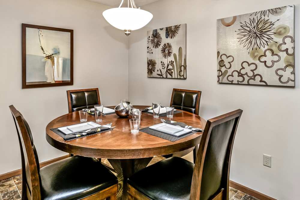 Dining area at The Falgrove Apartments in Omaha, Nebraska