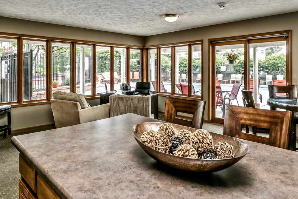 Clubhouse with reception at The Falgrove Apartments in Omaha, Nebraska