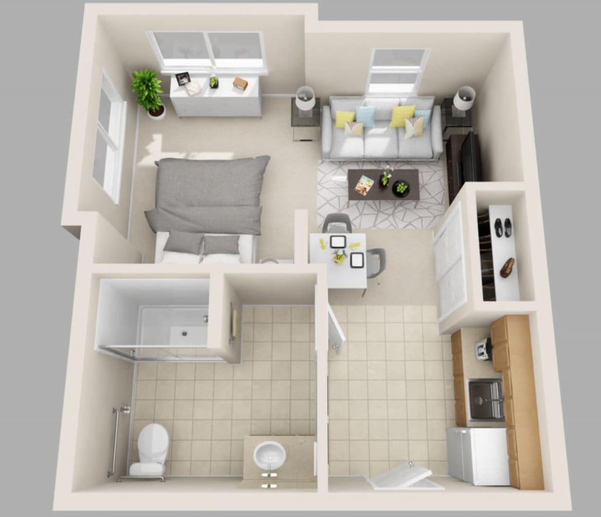 Studio floor plan at Brightwater Senior Living of Tuxedo in Winnipeg, Manitoba