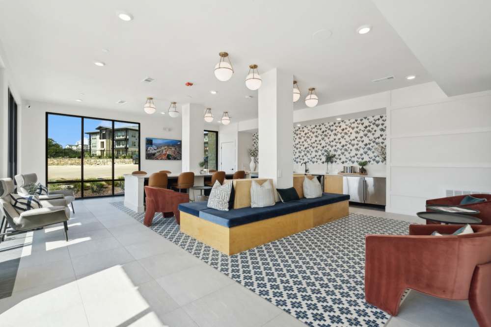 Interior of a clubhouse lounge at The Springs at Georgetown in Georgetown, Texas