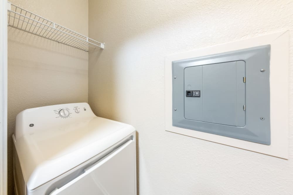 Full size washer and dryer at The Fairmont at Willow Creek in Folsom, California