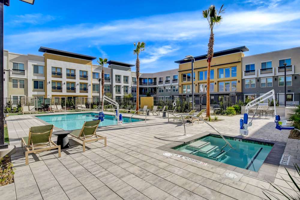 Pool with lounge chairs at Heirloom at Rome in Las Vegas, Nevada