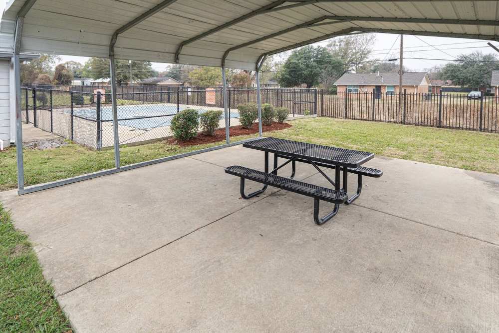 Outdoor seating area at Bolivar Homes in Cleveland,Mississippi