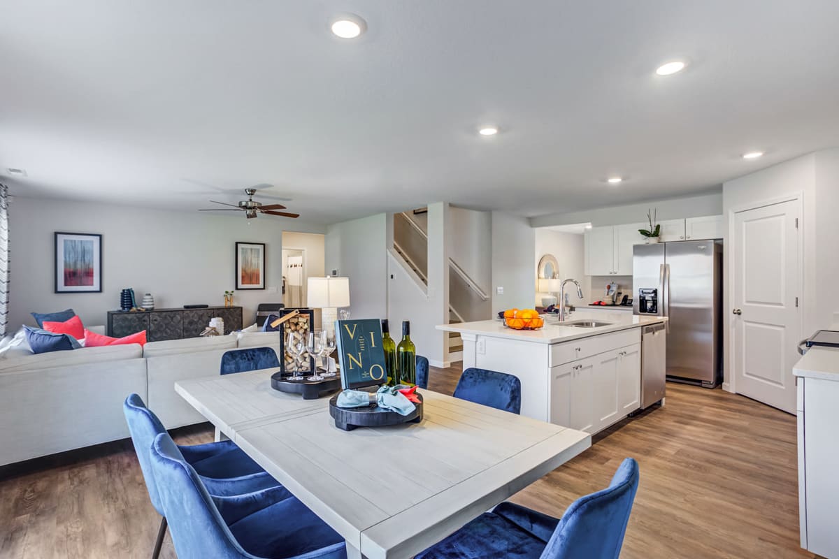 Wood-style flooring in a home at Lakes at Heather Ridge in Fort Wayne, Indiana