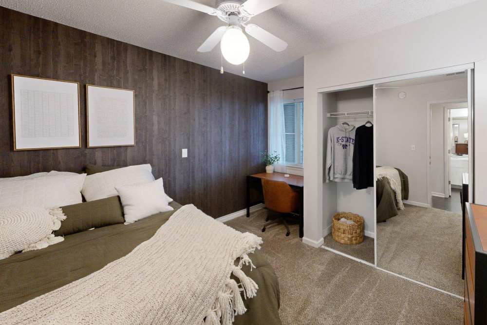 Modern bedroom at The Quarters Manhattan in Manhattan, Kansas