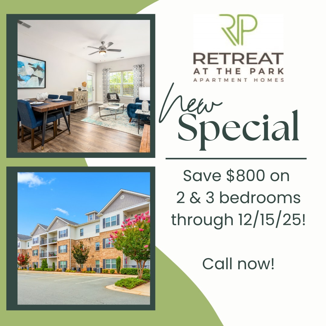 Website special update Nov at Retreat at the Park in Burlington, North Carolina