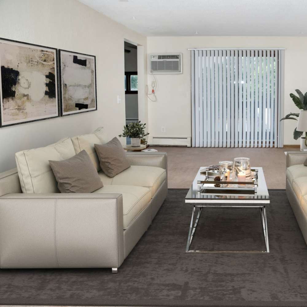 Living room with a couch at Bass Lake Crossing in New Hope, Minnesota