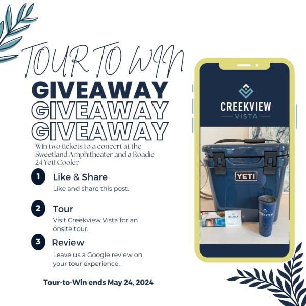 Tour to Win flyer at Creekview Vista in LaGrange, Georgia