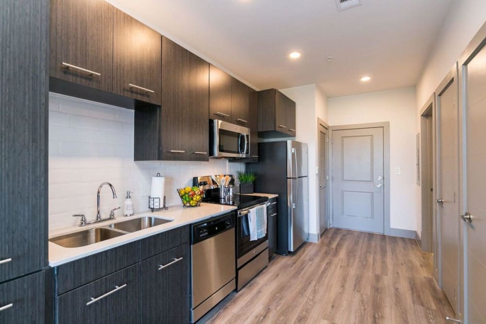 Apartment entrance and kitchen at Argon in Oklahoma City, Oklahoma