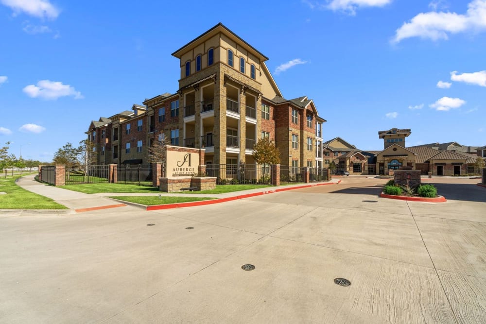 Street view of the entrance and exterior of Auberge of Burleson in Burleson, Texas