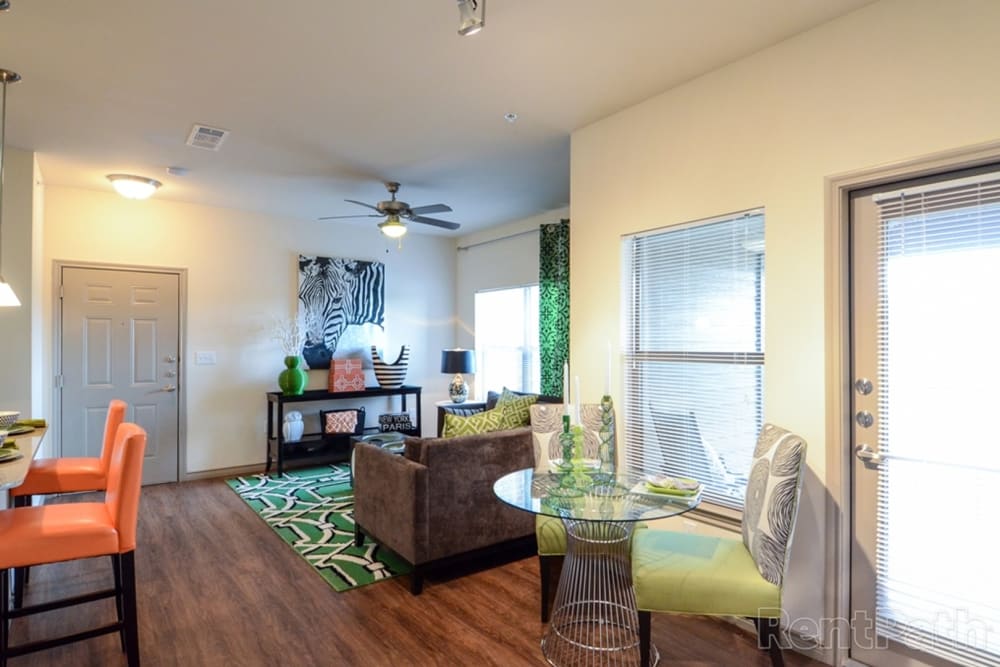 Model apartment with open concept floor plan at The BLVD in San Angelo, Texas