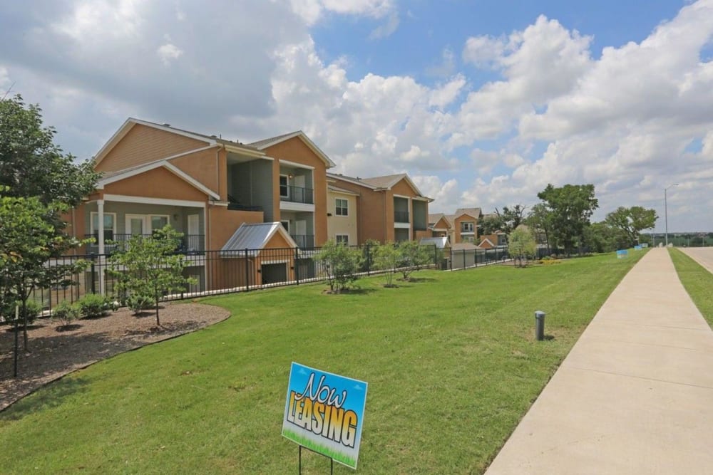 Sidewalk in front of the complex at Creekside at Kenney's Fort in Round Rock, Texas