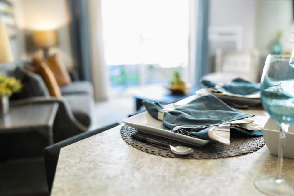Place setting on the counter at University Commons in Williston, North Dakota