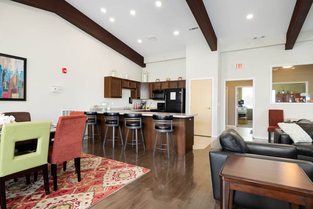 Modern furnishings in a model apartment's living area at Regency Apartment Homes in Williston, North Dakota