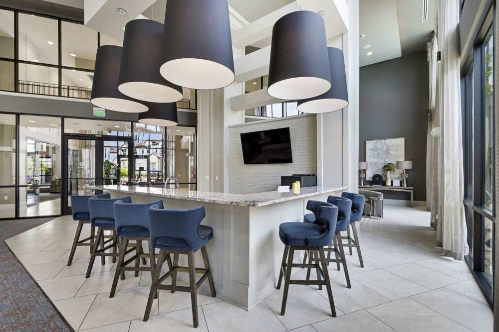 Bar counter with bar stool at Domain Memorial in Houston, Texas