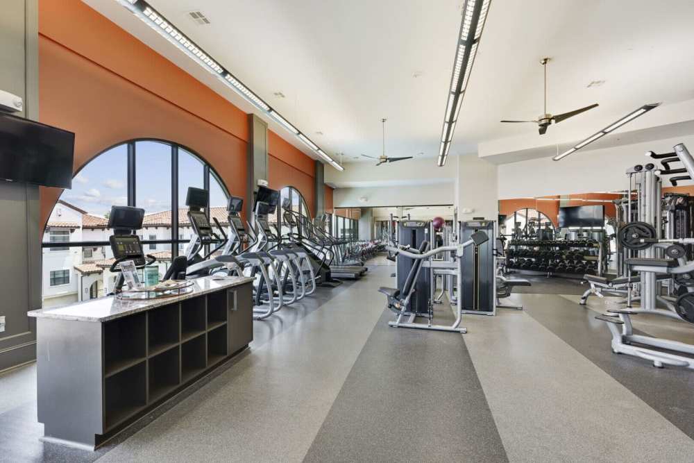 Fitness center with various equipement at Domain Memorial in Houston, Texas