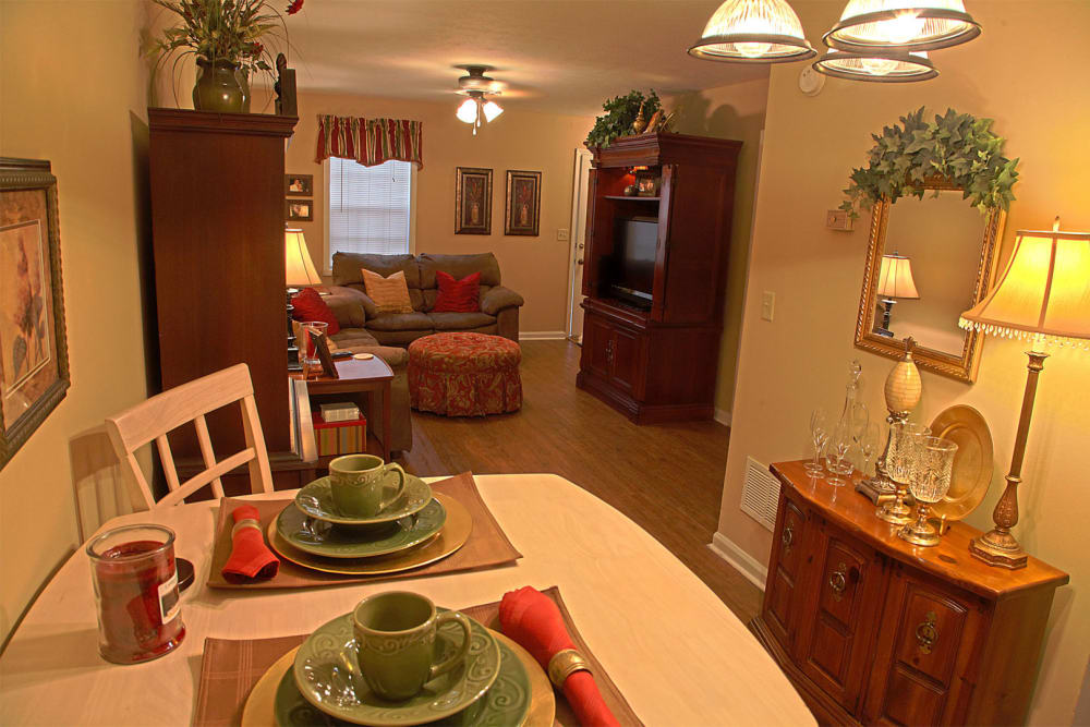 Dining table and kitchen at Northcreek in Phenix City, Alabama