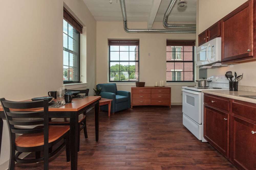 Studio apartment at Pleasant Street Apartments in Beverly, Massachusetts