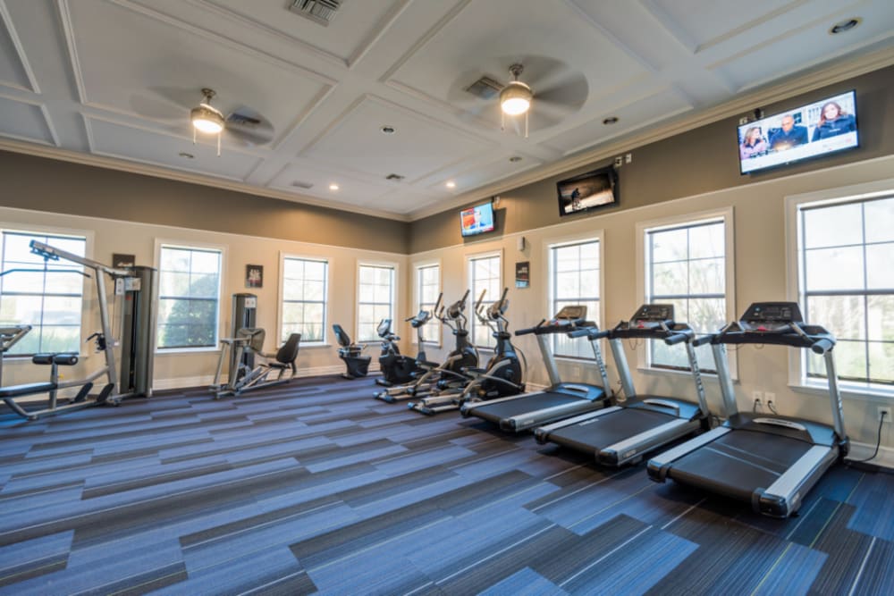 Exercise equipment in the fitness center at Citrus Tower in Clermont, Florida