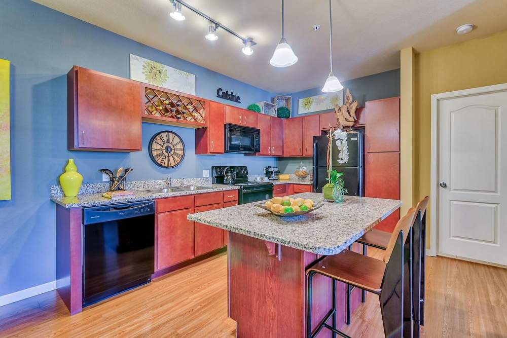 Modern kitchen at Enclave at 127th Apartments in Plainfield, Illinois