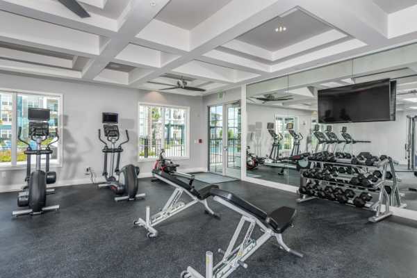 Fitness center at Champions Vue Apartments in Davenport, Florida
