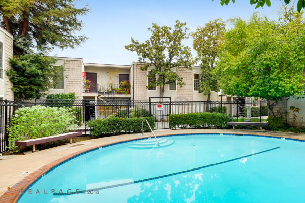 Inviting outdoor swimming pool at Adelaide Pines in Concord, California