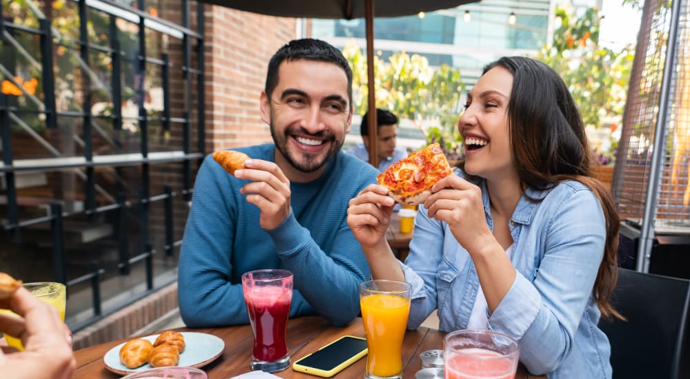 Residents having a bite to eat near Maple Ridge in Modesto, California