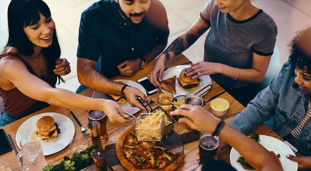 Residents eating lunch near Crestview Terrace in Hayward, California