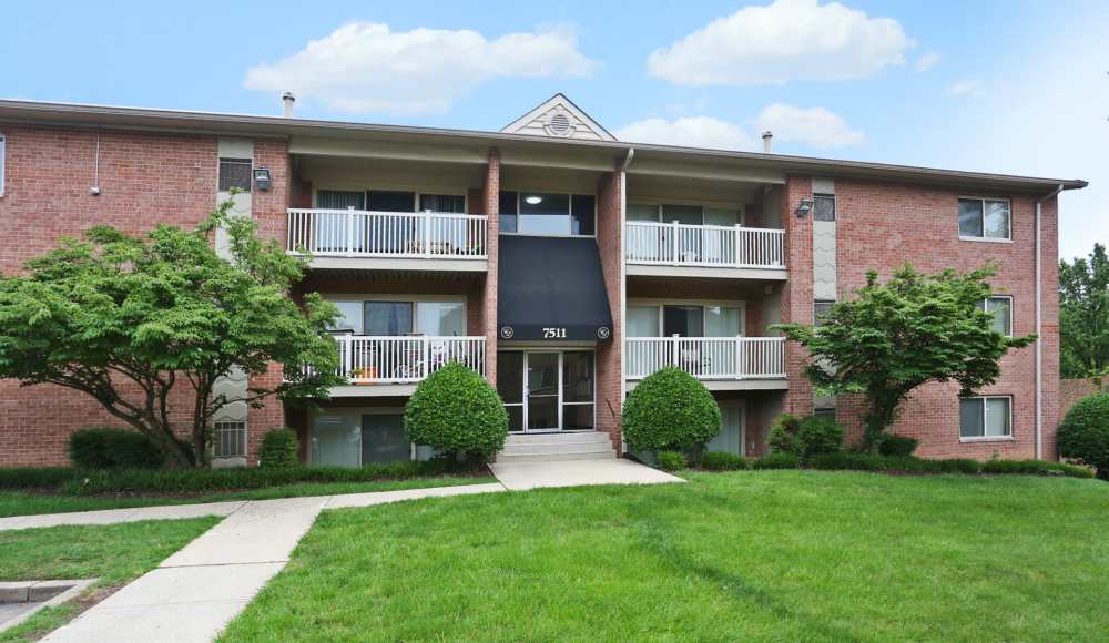 Building exterior at Chesapeake Landing Apartments in Landover Hills, Maryland
