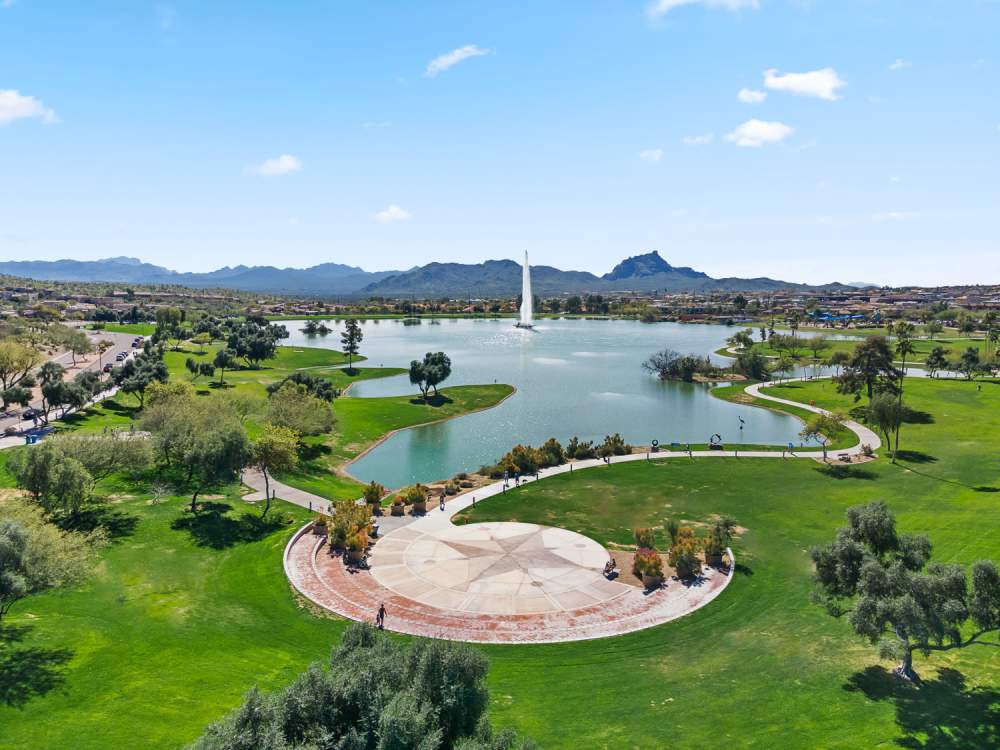 Cute couple enjoying a walk around town near Luna at Fountain Hills in Fountain Hills, Arizona