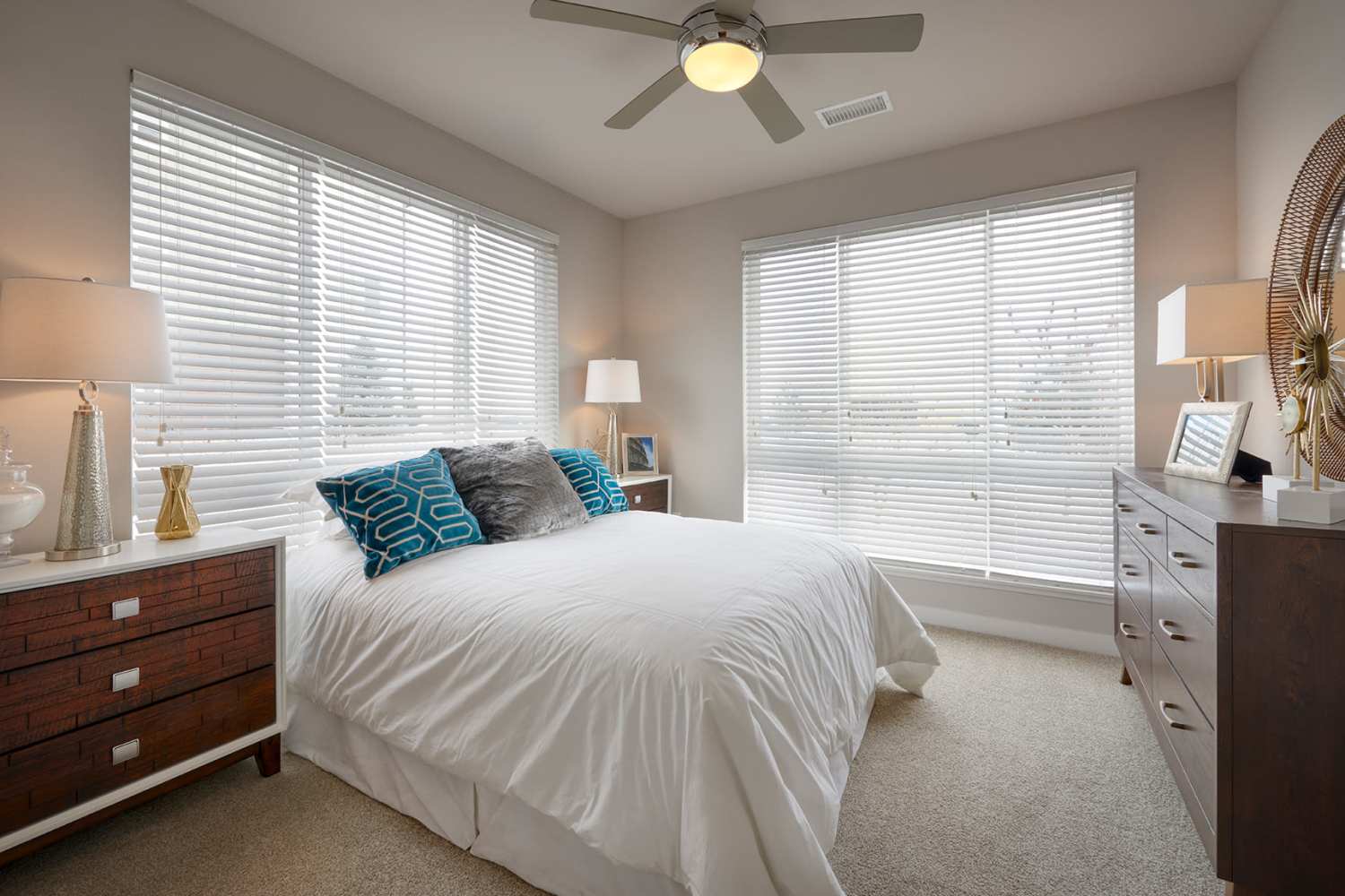 Bedroom at Strata Apartments in Denver, Colorado