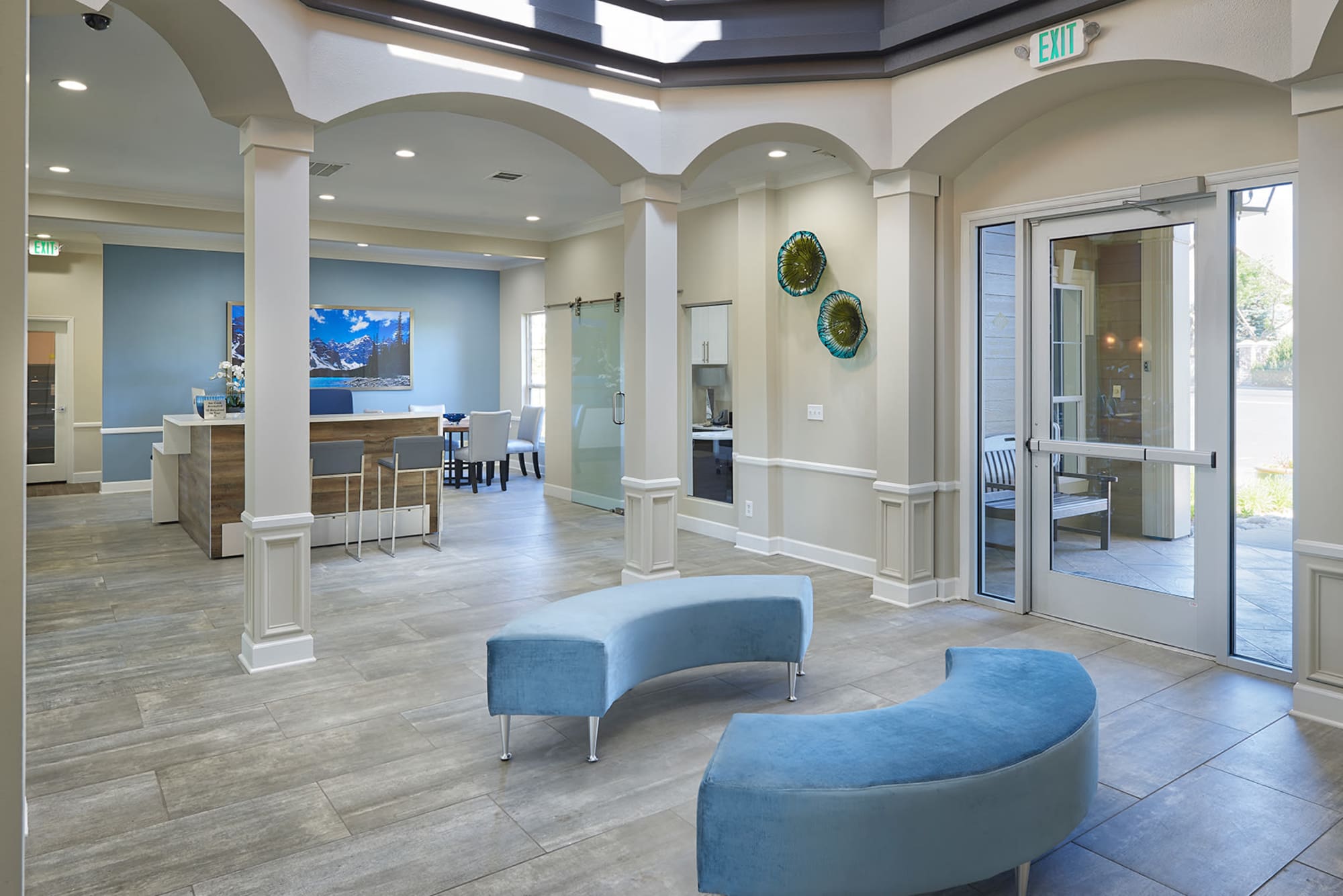 The newly renovated clubhouse at Gateway Park Apartments in Denver, Colorado