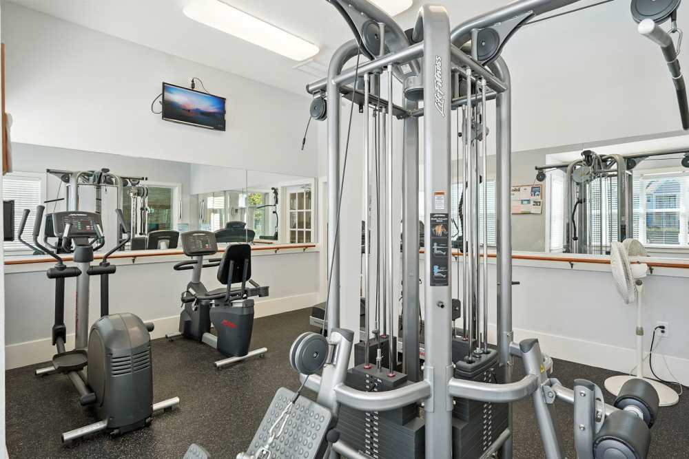 Well-equipped fitness center at Monmouth Woods in King George,Virginia