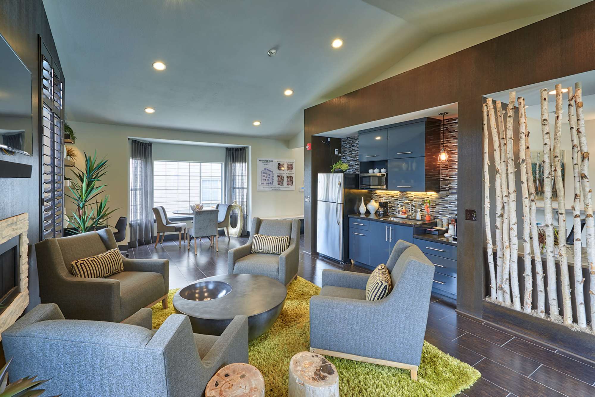 Community clubhouse and kitchen at Arapahoe Club Apartments in Denver, Colorado