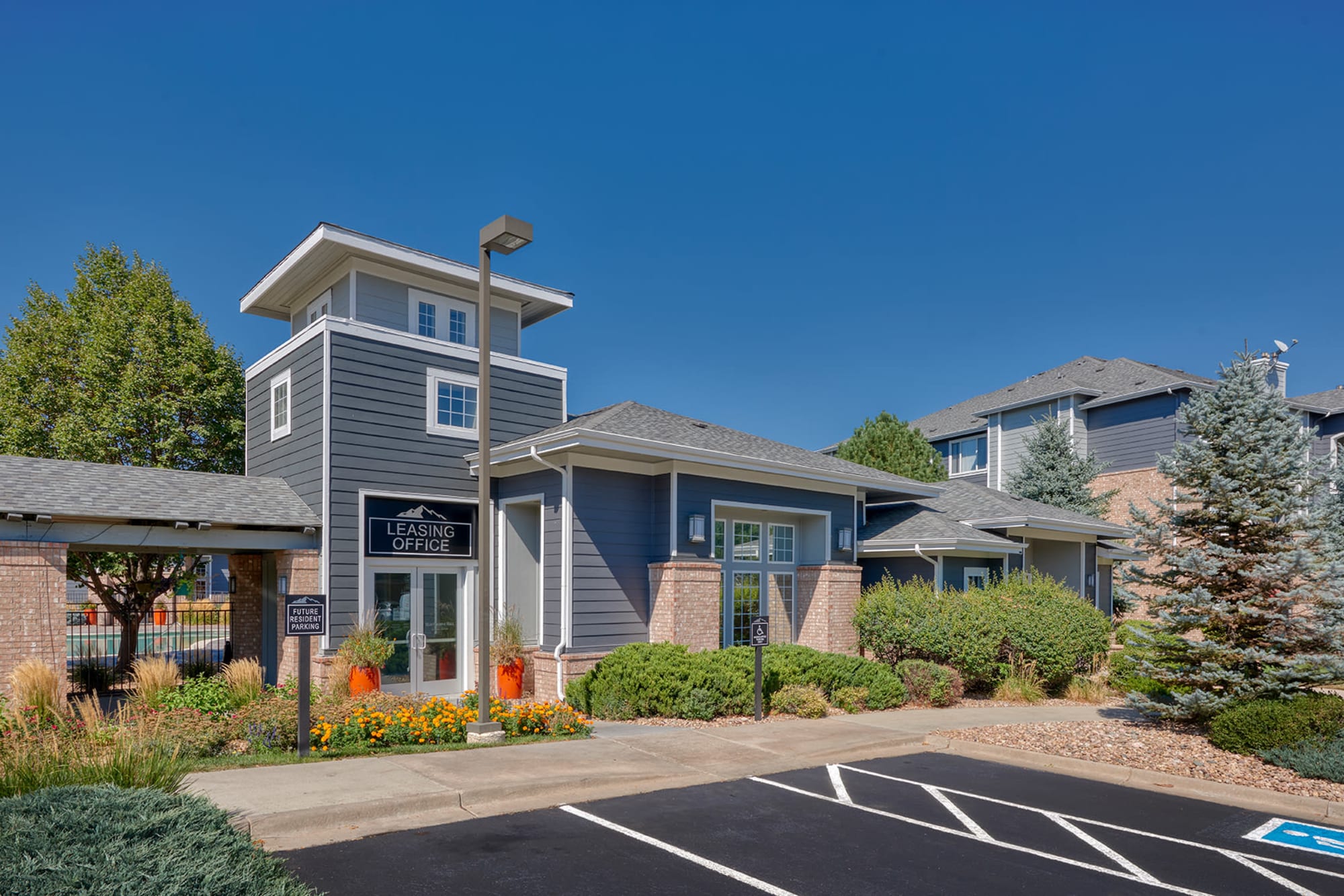 The leasing office at Hawthorne Hill Apartments in Thornton, Colorado