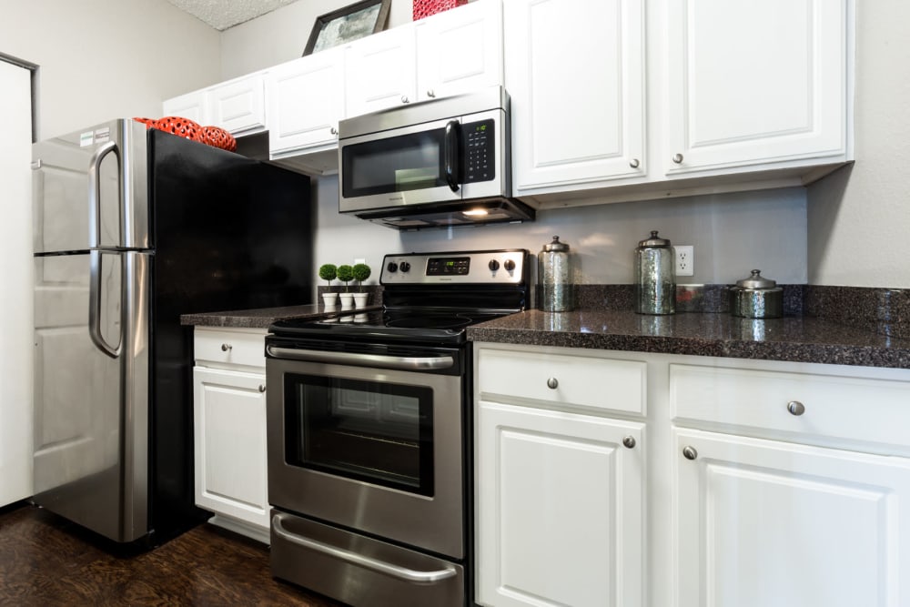 Modern style kitchen at Marquis at Legacy in Plano, Texas