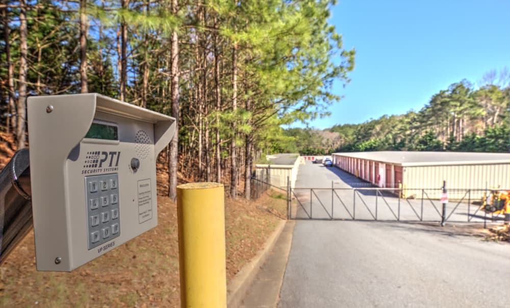 Gated entrance at Prime Storage in Acworth, Georgia