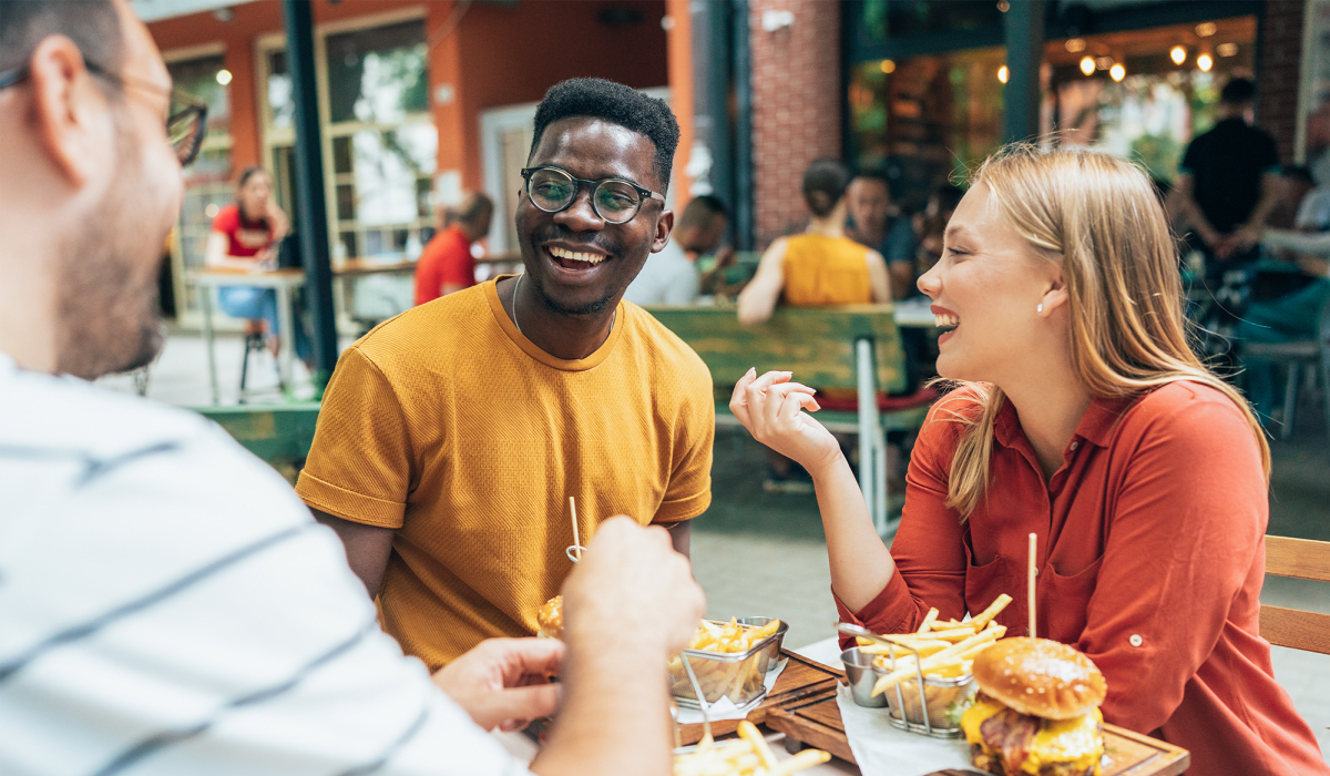 Residents enjoying a meal at their favorite restaurant 