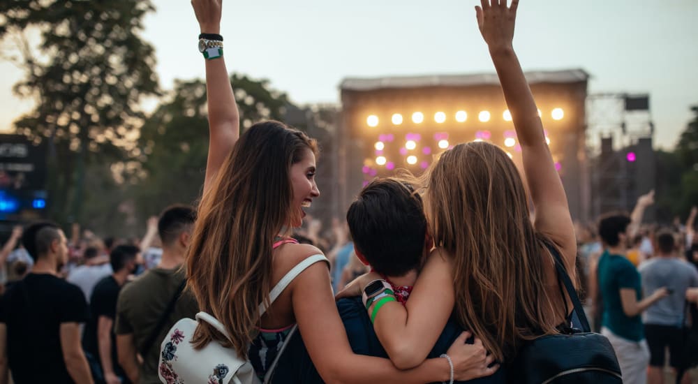 Friends at a concert near Bellrock Bishop Arts in Dallas, Texas