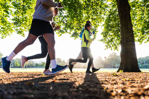 Resident jogging in a park near The Mews At Dixon Farms in Dixon, California