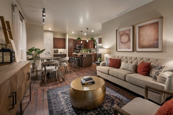 Luxury living room in model home at San Norterra in Phoenix, Arizona