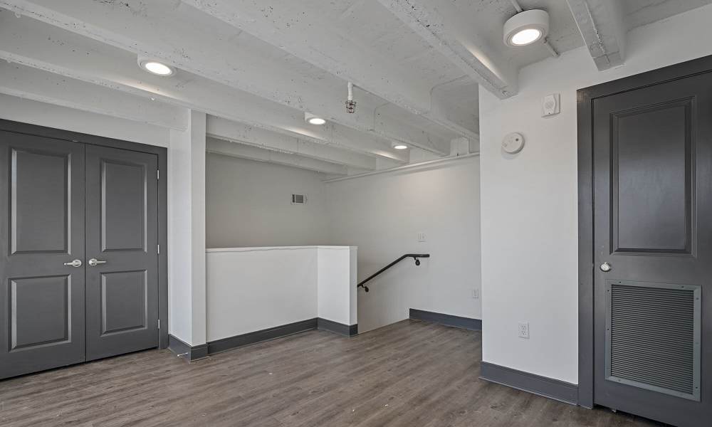 Apartment living space at The Lofts at the Municipal in Lafayette, Louisiana