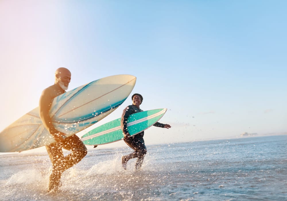 Residents out surfing near The Emery at Terra Nova in Chula Vista, California