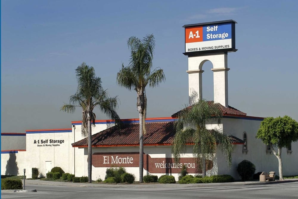 The front entrance to A-1 Self Storage in El Monte, California