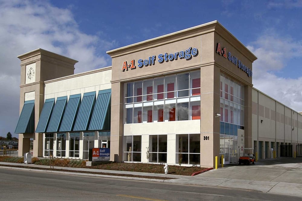 Exterior of the main office at A-1 Self Storage in Oakland, California