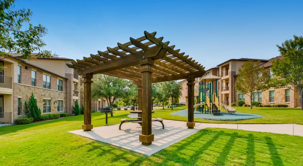 Wooden Outdoor Gazebo Patio at Discovery at Craig Ranch in McKinney, Texas