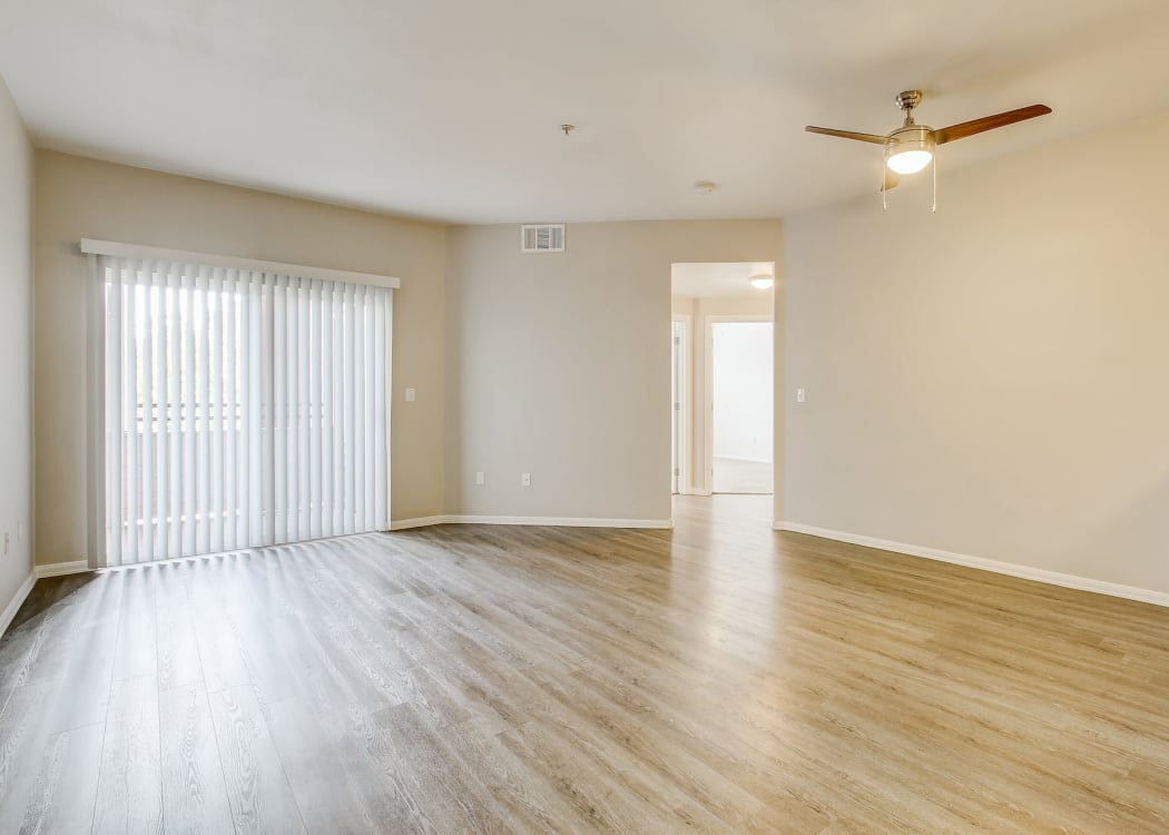 Living space in a model home at Eaglewood Apartments in Woodland, California